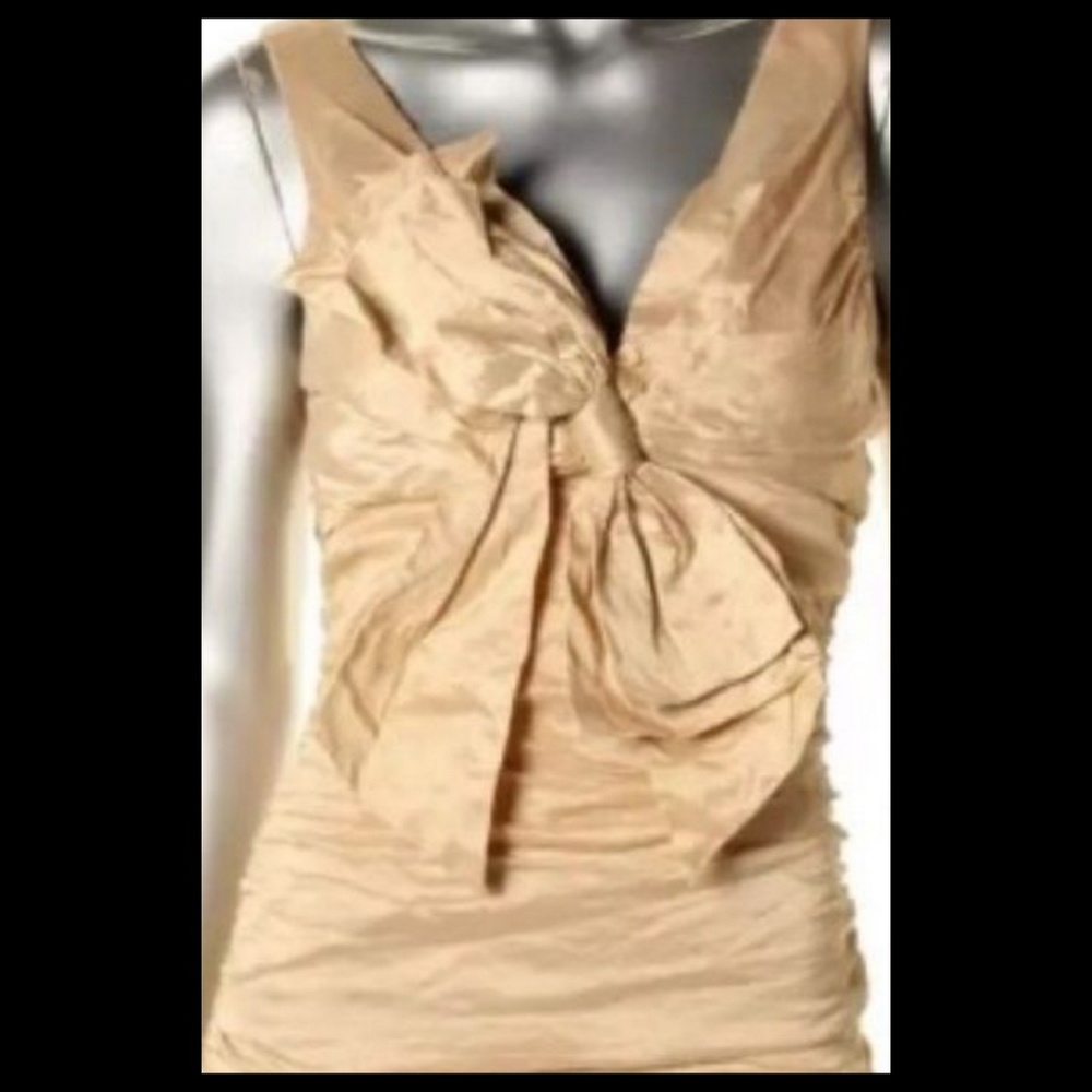 BCBGMaxAzria Women's Champagne color Bow Dress - Picture 3 of 6